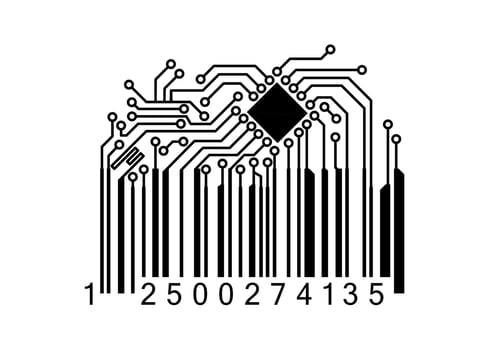 Bar code with computer chip vector