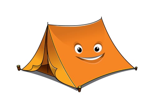 Cheerful cartoon orange tent vector