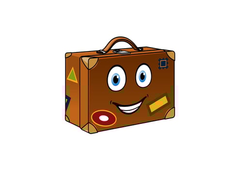 Happy well travelled cartoon suitcase vector