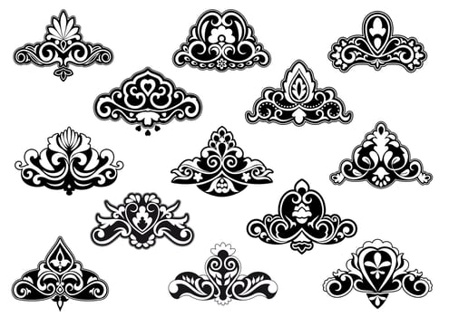 Decorative floral design elements and motifs vector