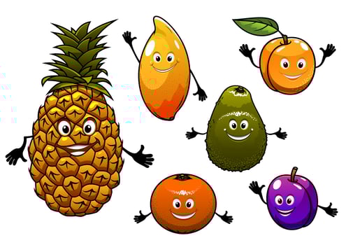 Cartoon fresh fruits set vector