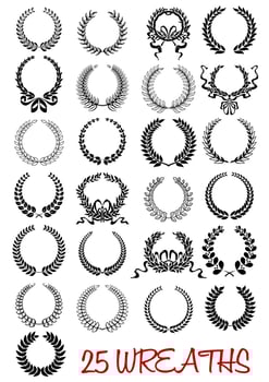 Laurel wreaths icons in retro style vector