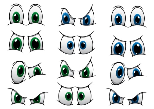 Set of cartoon eyes showing various expression vector