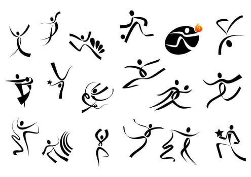 Sportsman and dancer icons vector