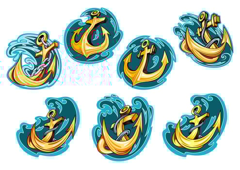 Anchor on blue wave design elements vector