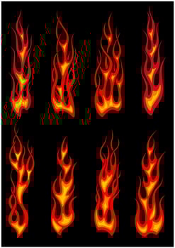 Tribal red flames icons vector