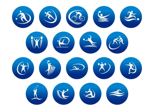Athletics and team sport icons or symbols vector