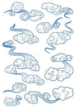 Sky clouds in retro style vector
