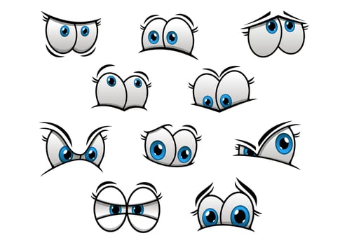 Big blue eyes in cartoon or comic style vector