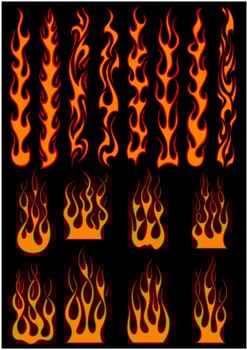 Various fiery flames in tribal style vector