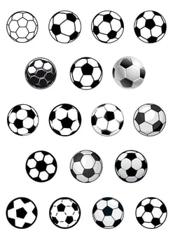 Black and white soccer balls or footballs vector