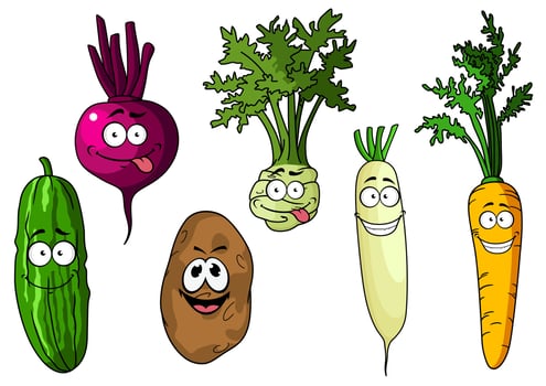 Cartoon fresh funny vegetables vector