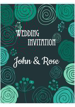 Green floral wedding invitation card vector