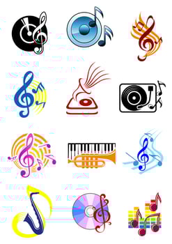 Colorful musical icons set vector