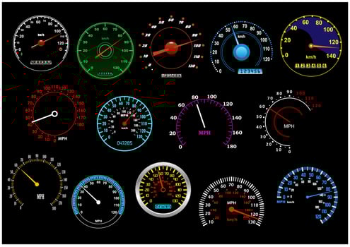 Various speedometers set vector