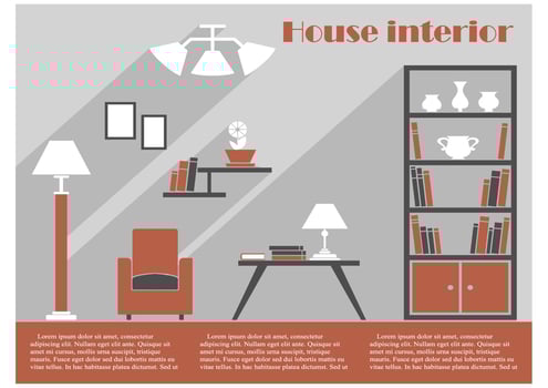 House interior design infographic template vector