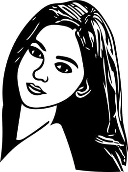 Beautiful Girls Face Line Illustration Art vector