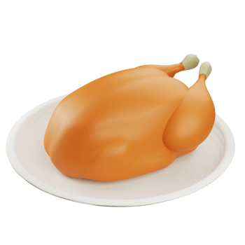 3D rendering roast chicken on transparent background png