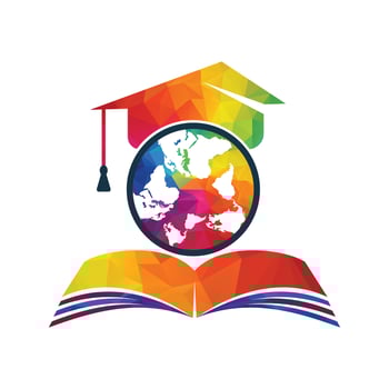 International education concept design. Education globe icon logo vector template.