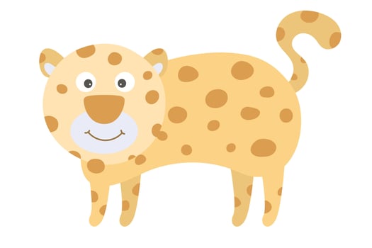 Vector cartoon leopard. African animal. funny kind leopard. Funny cute charater. Adorable little african animal for fashion print, kids wear, nursery, poster, invitation, greeting card design