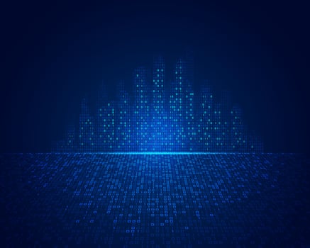 blue binary city vector