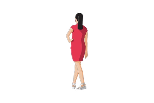Vector illustration of elegant women posing
