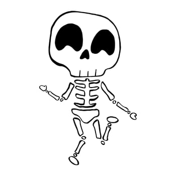 Vector illustration of Halloween Skeleton cartoon line on white background.