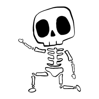 Vector illustration of Halloween Skeleton cartoon line on white background.