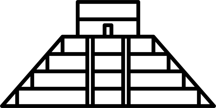 outline simplicity drawing of chichen itza landmark front elevation view. png