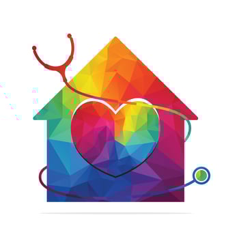 Home Clinic medical vector logo design. Stethoscope and heart beat logo vector design.