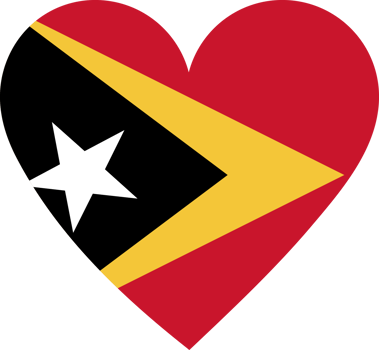 Timor Leste flag in the shape of a heart. png
