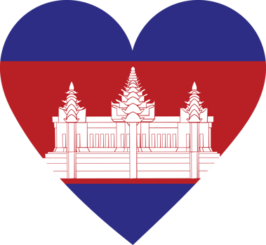 Cambodia flag in the shape of a heart. png
