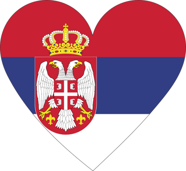 Serbia flag in the shape of a heart. png