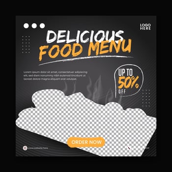 Food social media promotion and banner post design template vector