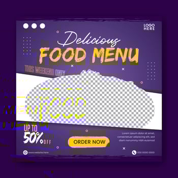 Food social media promotion and banner post design template vector