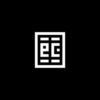 EC initial logo with square rectangular shape style vector