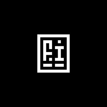 FI initial logo with square rectangular shape style vector