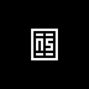 NS initial logo with square rectangular shape style vector