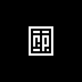 RP initial logo with square rectangular shape style vector
