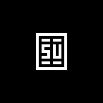 SU initial logo with square rectangular shape style vector