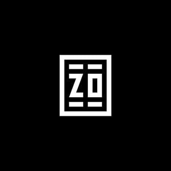 ZO initial logo with square rectangular shape style vector
