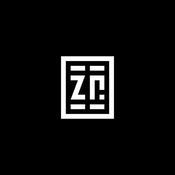 ZR initial logo with square rectangular shape style vector