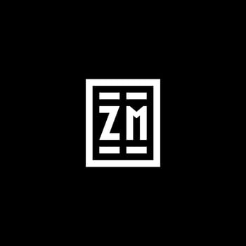 ZM initial logo with square rectangular shape style vector