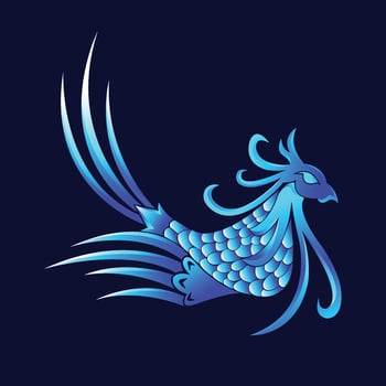 Retro Phoenix Logo Concept illustrations. Blue bird vector