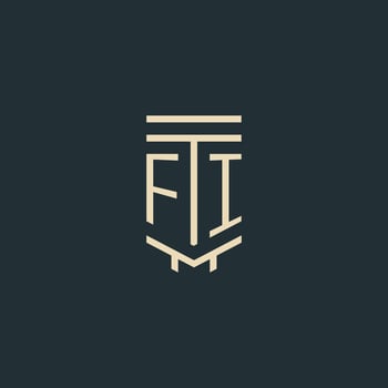 FI initial monogram with simple line art pillar logo designs vector