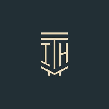 IH initial monogram with simple line art pillar logo designs vector