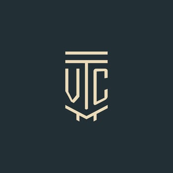 VC initial monogram with simple line art pillar logo designs vector