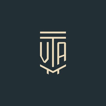 VA initial monogram with simple line art pillar logo designs vector