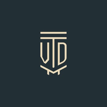 VD initial monogram with simple line art pillar logo designs vector