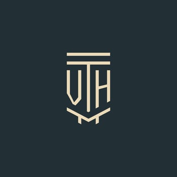 VH initial monogram with simple line art pillar logo designs vector